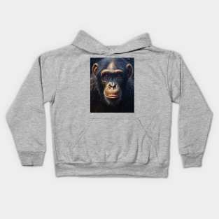 Oil Paint Hyperrealism: Amazing Zoo Chimpanzee Kids Hoodie